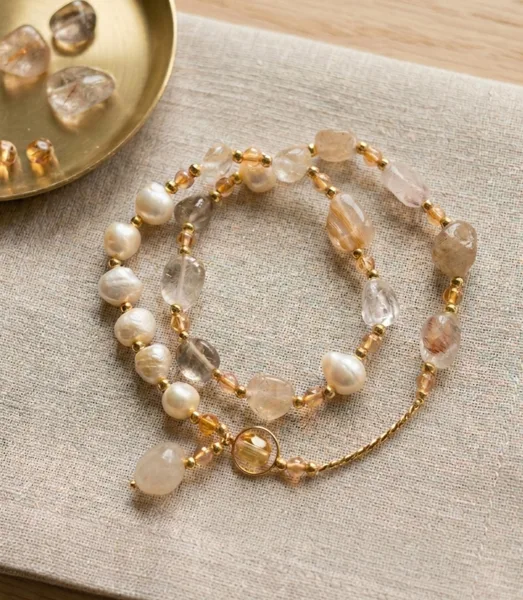 Smoky Quartz Double-Wrap Bracelet