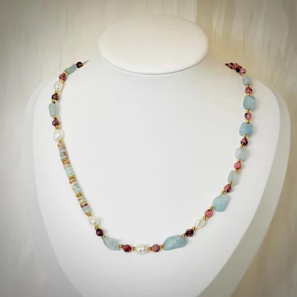 Aqua & Pearl Necklace, photo 3