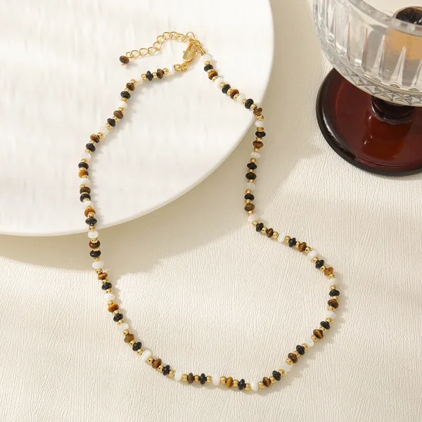 Tiger Eye & Onyx Necklace