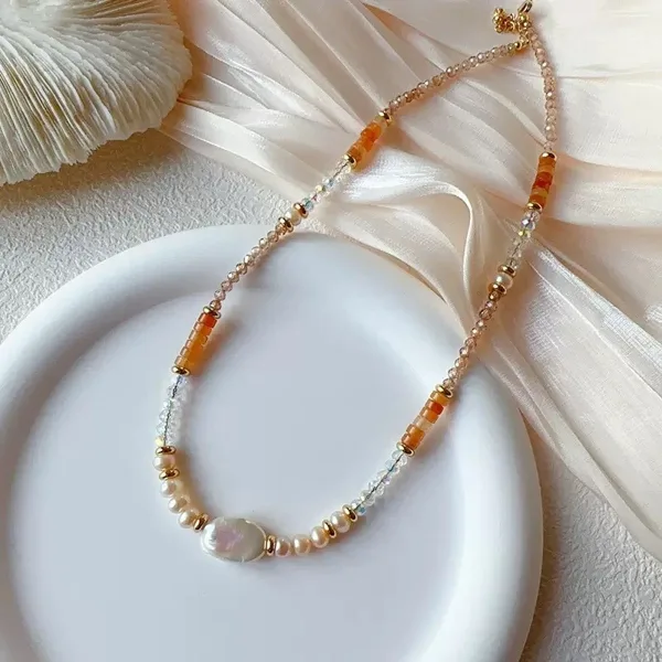 Mixed Gemstone & Pearl Necklace