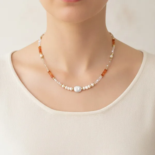 Mixed Gemstone & Pearl Necklace, photo 1