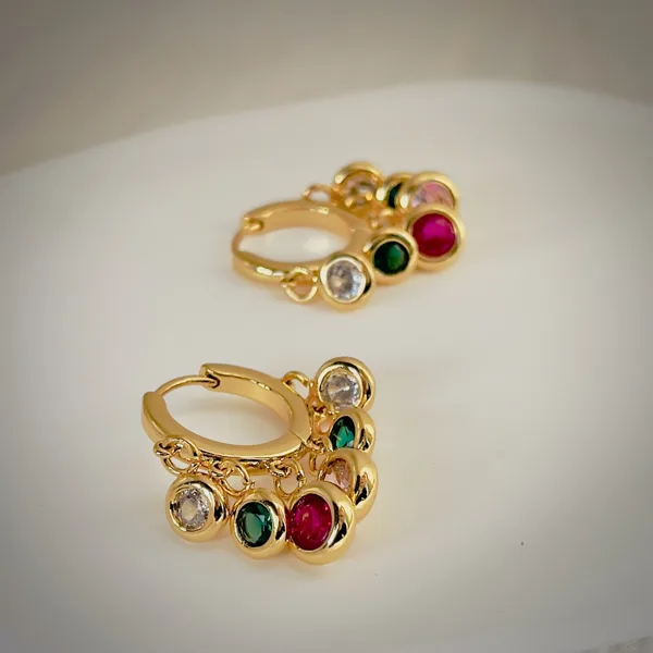Colourful Stone Huggie Hoops, photo 3