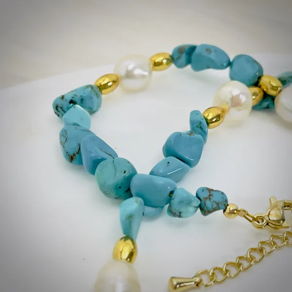 Turquoise & Baroque Pearl Necklace, photo 7