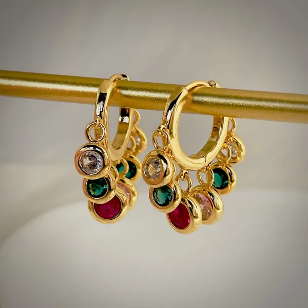 Colourful Stone Huggie Hoops