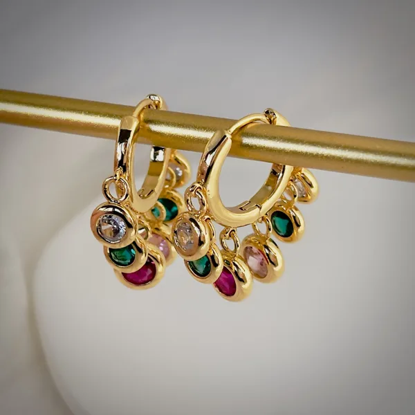 Colourful Stone Huggie Hoops, photo 6