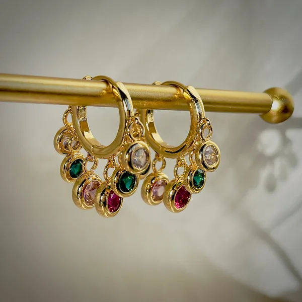 Colourful Stone Huggie Hoops, photo 5