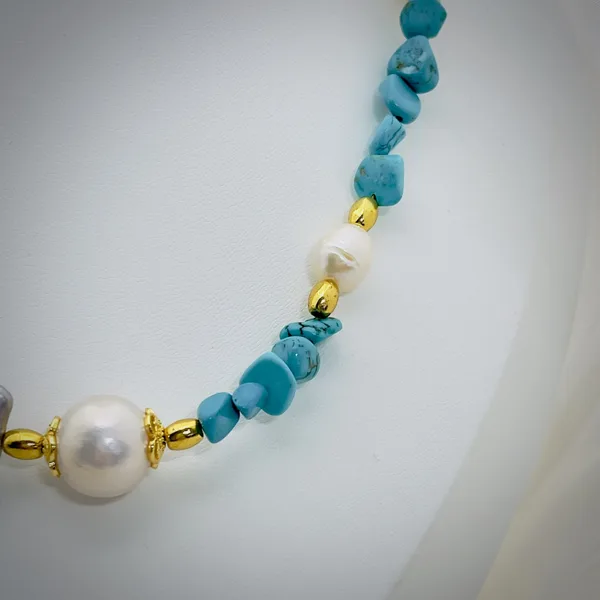 Turquoise & Baroque Pearl Necklace, photo 4