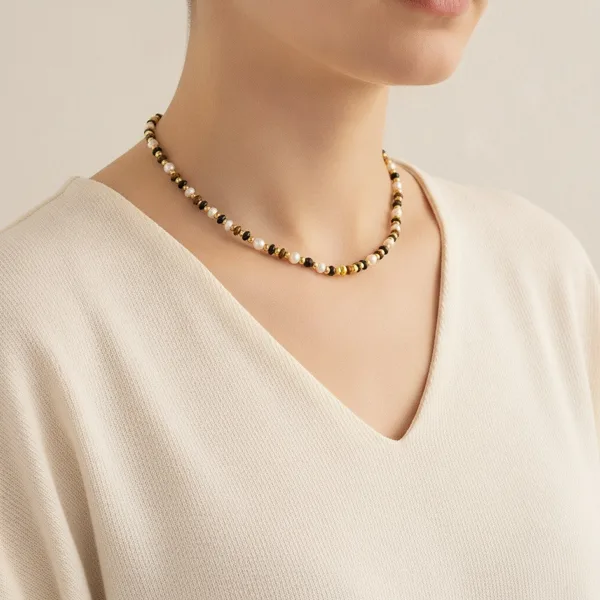 Tiger Eye & Onyx Necklace, photo 1