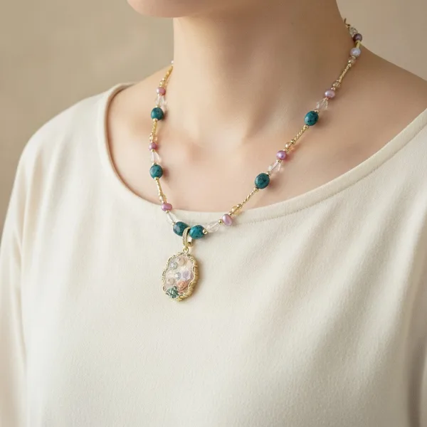 Pearl & Flower Pendant Necklace, photo 1