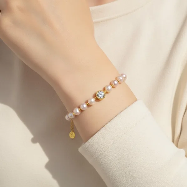 Pearl & Zirconia Charm Bracelet, photo 1