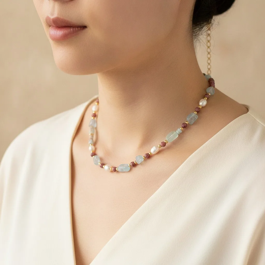 Aqua & Pearl Necklace